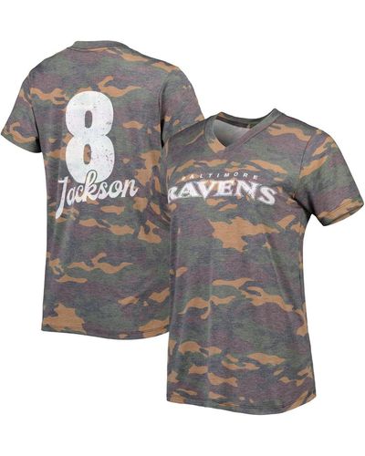 Majestic Threads Lamar Jackson Baltimore Ravens Name & Number V-neck Tri-blend T-shirt - Gray