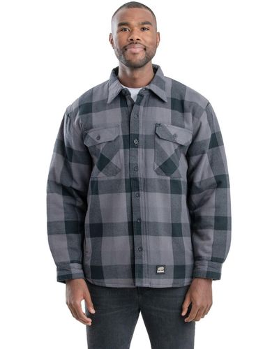 Bernè Big & Tall Heartland Flannel Shirt Jacket - Gray
