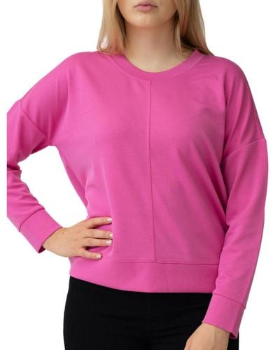 Cable & Gauge Crew Neck Long Sleeve Dolman Pullover - Pink