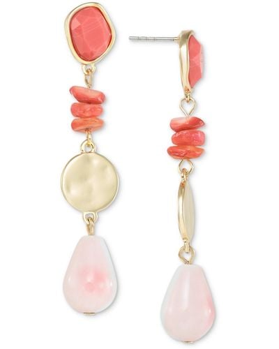 Style & Co. Stone & Bead Linear Drop Earrings - Pink