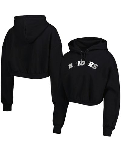 The Wild Collective Las Vegas Raiders Cropped Pullover Hoodie - Black