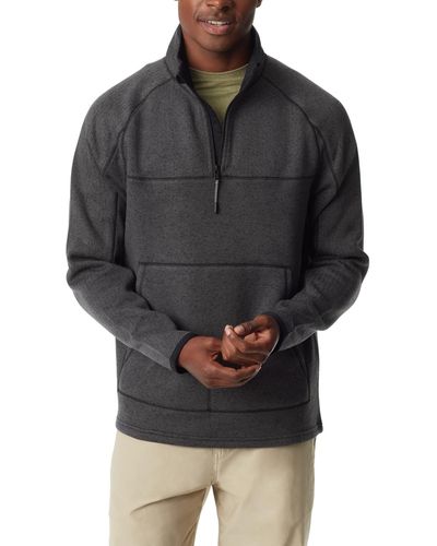 BASS OUTDOOR Quarter-zip Long Sleeve Pullover Sweater - Gray