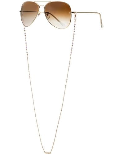 Ettika 18k Gold Plated Dainty Imitation Pearl And Gold Glasses Chain - White