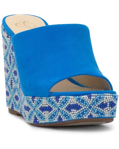 Jessica Simpson Shantelle Platform Wedge Sandals - Blue