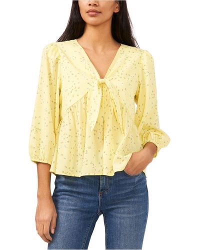 Riley & Rae Printed Bow-detail Blouse, Created For Macy's - Yellow