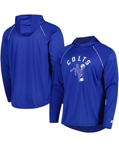 Starter Indianapolis Colts Vintage-like Logo Raglan Hoodie T-shirt - Blue
