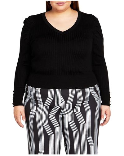 City Chic Plus Size Rebel Rock Sweater - Black