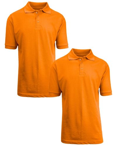 Galaxy By Harvic Short Sleeve Pique Polo Shirt - Orange