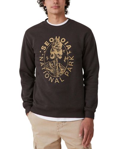 Cotton On Graphic Crew Fleece Sweatshirt - Black
