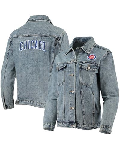 The Wild Collective Chicago Cubs Team Patch Denim Button-up Jacket - Blue