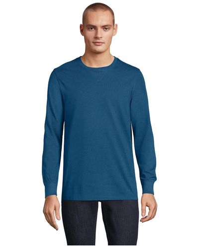 Lands' End Long Sleeve Rugby Crew Tee - Blue