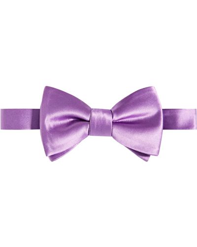Tayion Collection & Gold Solid Bow Tie - Purple