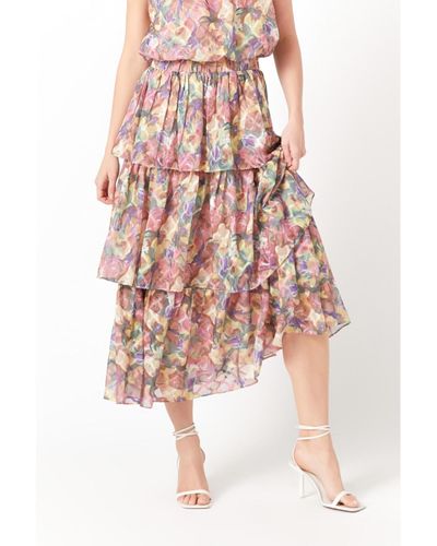 Endless Rose Floral Tiered Maxi Skirt - Pink