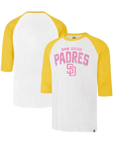 '47 Distressed San Diego Padres City Connect Crescent Franklin Raglan Three-quarter Sleeve T-shirt - Yellow
