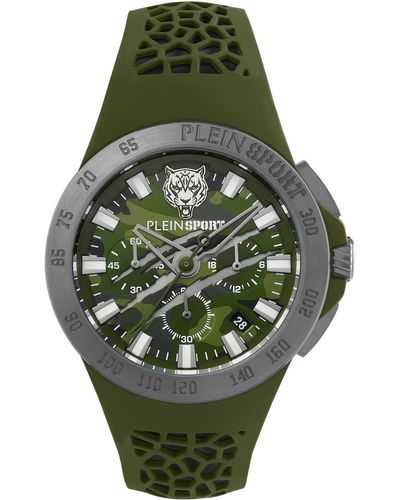 Philipp Plein Thunderstorm Chrono Silicone Strap Watch 43mm - Green