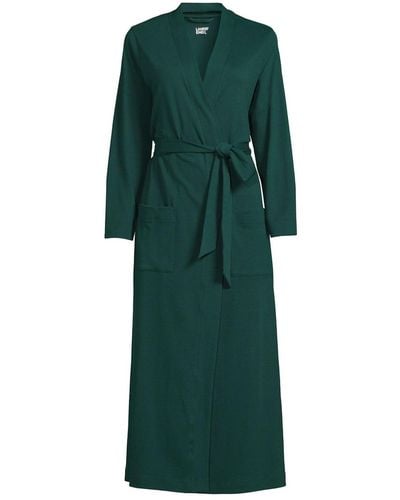 Lands' End Cotton Long Sleeve Midcalf Robe - Green