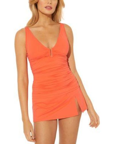 Bleu Rod Beattie U Wire Tankini Top Swim Skirt - Orange