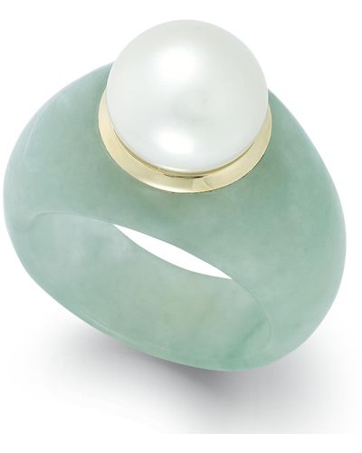 Macy's Cultured Freshwater Pearl Jade Ring - Green