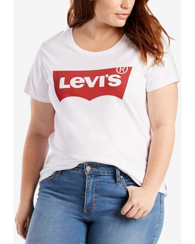Levi's Trendy Plus Size Perfect Logo Cotton T-shirt - White