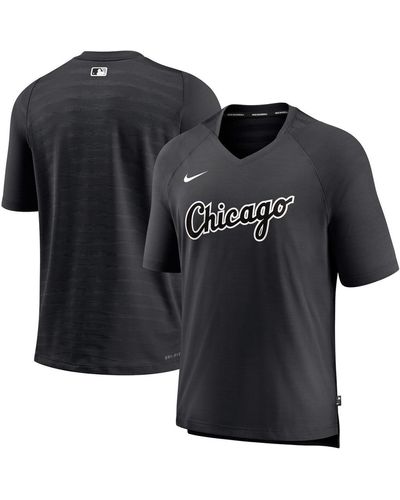 Nike Chicago White Sox Authentic Collection Pregame Raglan Performance V-neck T-shirt - Black
