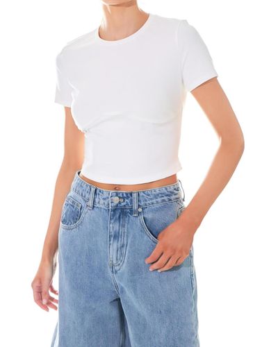 Grey Lab Cropped Bustier Short Sleeve T Shirt - Blue