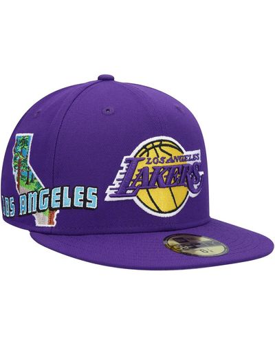 KTZ Los Angeles Lakers Stateview 59fifty Fitted Hat - Purple