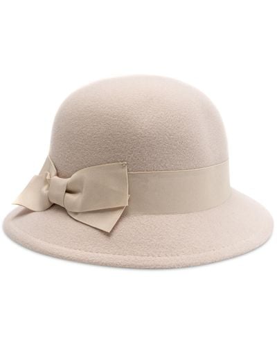 INC International Concepts Felt Bow Cloche Hat - Natural