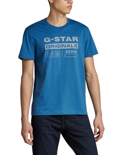G-Star RAW Reflective Originals Straight-fit Logo Graphic T-shirt - Blue