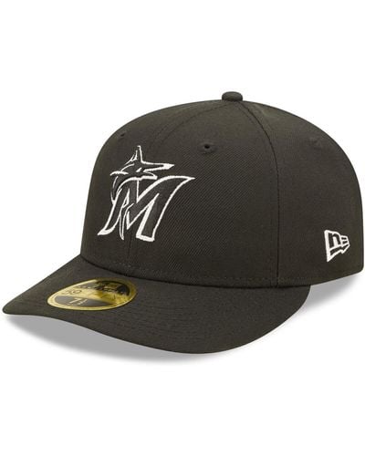 KTZ Miami Marlins Black And White Low Profile 59fifty Fitted Hat - Green