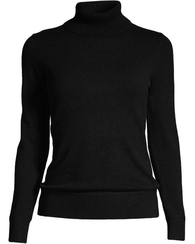 Lands' End Cashmere Turtleneck Sweater - Black