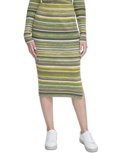 Calvin Klein Spacedye Stripe Midi Skirt - Green