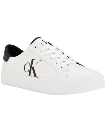 Calvin Klein Rex Lace-up Slip-on Sneakers - White