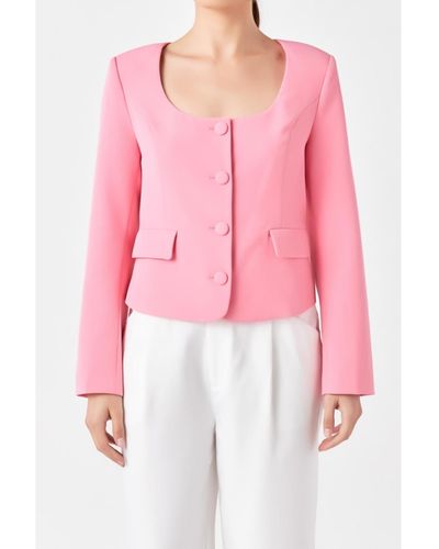 Endless Rose Scooped U Buttoned Top - Pink