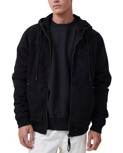 Cotton On Hooded Carpenter Jacket - Black