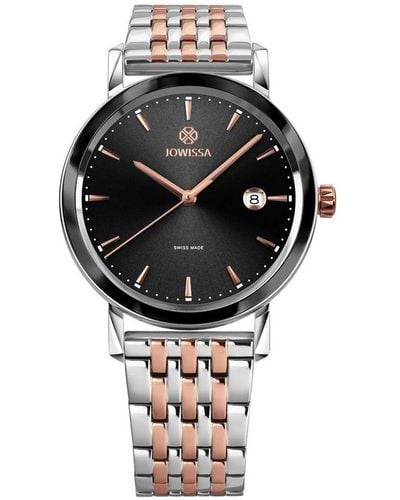 JOWISSA Magno Swiss Rose Gold Plated 40mm Watch - Black