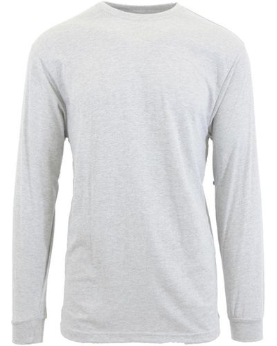 Galaxy By Harvic Egyptian Cotton-blend Long Sleeve Crew Neck Tee - White
