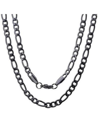 Steeltime Ip Plated Stainless Steel Figaro Chain Link Necklaces - Metallic