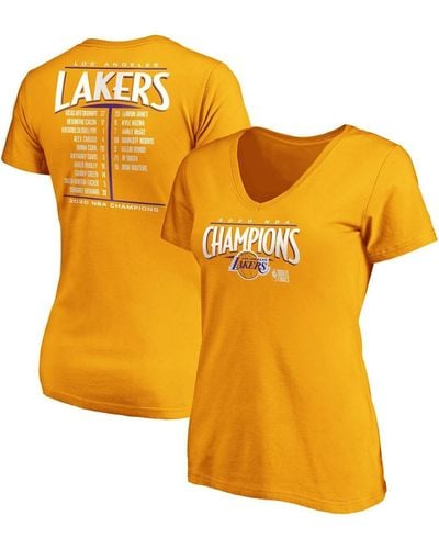 Fanatics Los Angeles Lakers 2020 Nba Finals Champions Streaking Dunk V-neck T-shirt - Yellow
