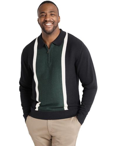 Johnny Bigg Braxton Splice Polo Sweater Big & Tall - Black