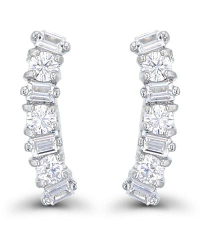 Macy's Cubic Zirconia Round And Baguette Ear Climbers - White