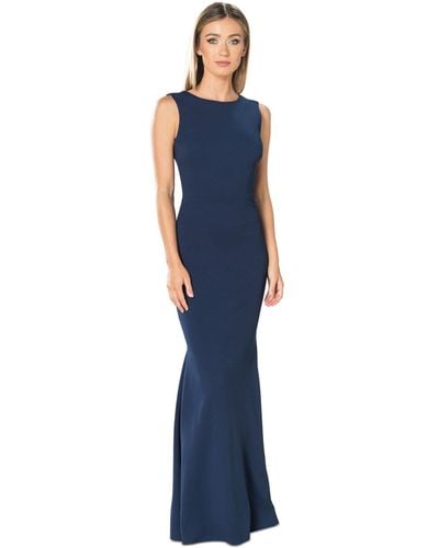 Dress the Population Leighton V-back Gown - Blue