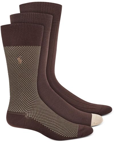 Polo Ralph Lauren 3-pair Assorted Trouser Socks - Brown