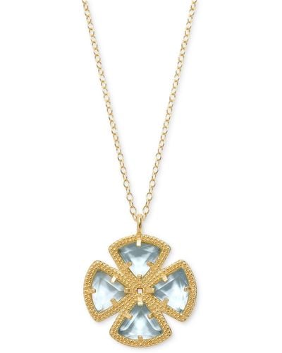 Macy's Green Agate Clover 18" Pendant Necklace (2-7/8 Ct. T.w. - Metallic