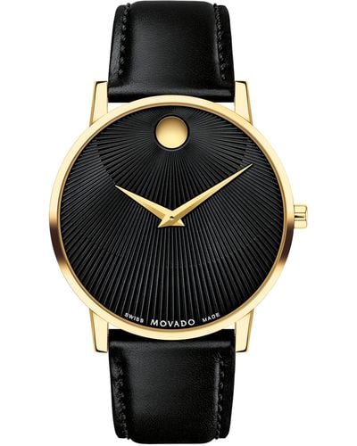 Movado Museum Classic Swiss Quartz Leather Watch 40mm - Black