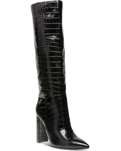Steve Madden Triumph Croc-embossed Boots - Black
