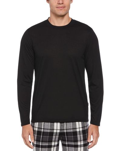 Perry Ellis Solid Long-sleeve Pajama T-shirt - Black