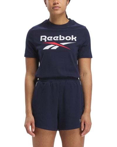 Reebok Plus Size Short Sleeve Logo Graphic T-shirt - Blue