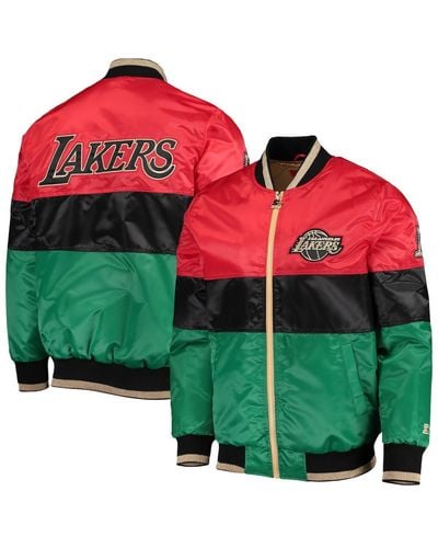 Starter Red And Black And Green Los Angeles Lakers Black History Month Nba 75th Anniversary Full-zip Jacket
