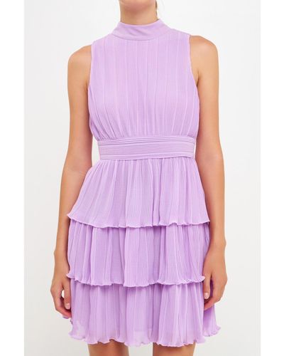 Endless Rose Chiffon Pleated Mini Dress - Purple