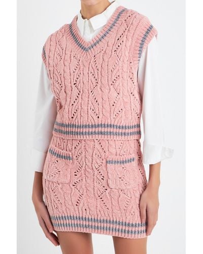 English Factory Chenille Contrast Vest - Pink